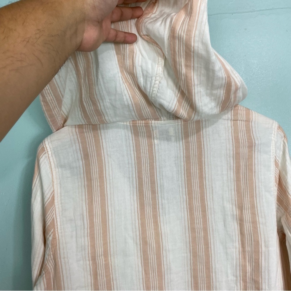 Faherty Baja Surf Dress‎ Cover Up Hoodie Stripes White Peach M Sweater - Picture 5 of 5